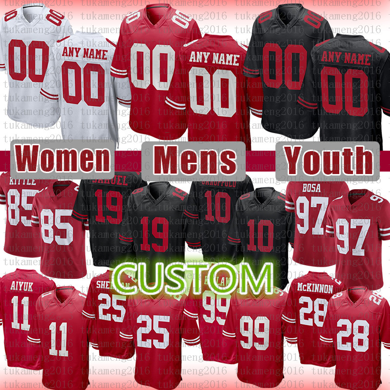 

80 Jerry Rice an Joe Montana Custom Football Jersey Ronnie Lott aheem Mostert Deebo Samuel Fred Warner Sanders George Kittle Ricky Watters, Youth (size s-xl)-49ren