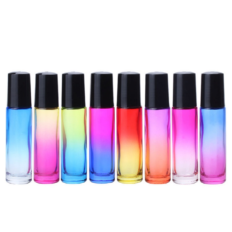 

10ml Glass essential oil roller bottles Gradient Color Bottles with Stainless Steel Balls Roll Bottle essential oil perfume