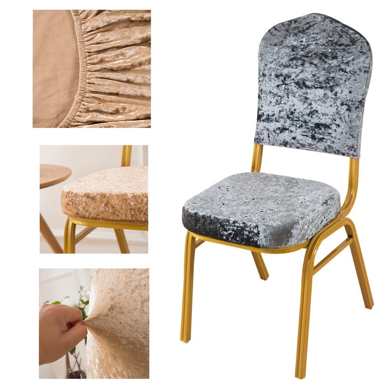 

Golden Velvet Split Chair Cover Universal Size Stretch Slipcovers Elastic Seat Chair Covers For Restaurant Banquet Hotel D30