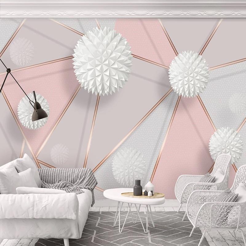 

Custom Self-Adhesive Mural Wallpaper Modern Stereo Ball Geometric Marble Texture Photo Wall Paper Living Room Bedroom Home Decor, As pic