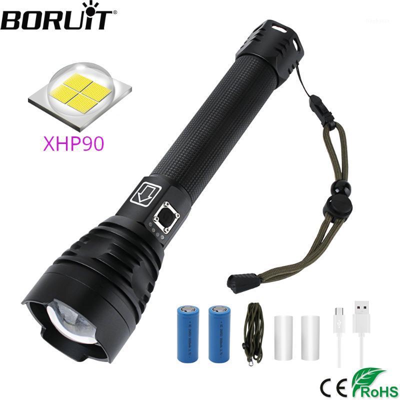 

BORUiT 5000LM Super Powerful XHP90 LED 3-Mode Zoom Torch Rechargeable 18650/26650 Lantern for Camping Hunting Light1