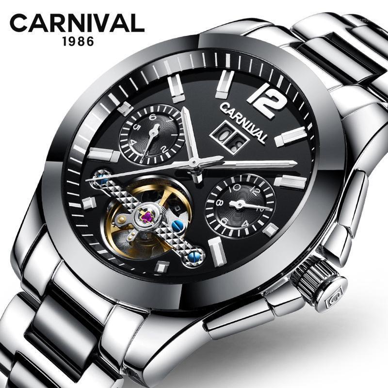 

Carnival Tourbillon Mechanical Watch Men Stainless Steel Ceramic Strap Automatic Mens Watches Clock montre homme1, C4