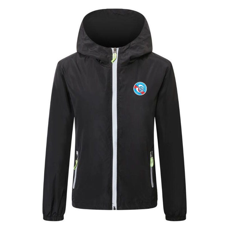 

rc strasbourg soccer Windbreaker Jackets Solid Color Windbreaker Zipper Hooded Jacket Luminous Coat sports Casual Hip Hop Men's Jackets 5, Black;brown
