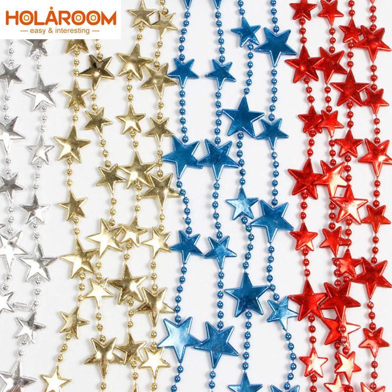 

1PCS New Christmas Ornaments 2.7M Star Bead Chain hangings Xmas Tree decoration Curtain Wedding Home Party Festival Decor1