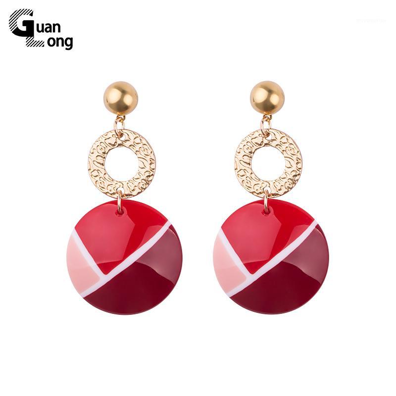 

GuanLong Fashion Plated Gold Colorful Resin Hemispherical Earrings For Women Party Earings Fashion Jewelry1