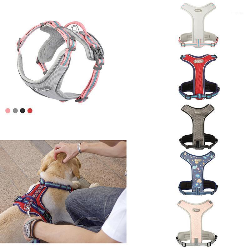 

Adjustable Pet Dog Harness Safety Dog Harness Nylon Reflective Pet Collars For Puppy And Large Dogs Breathable Walking1