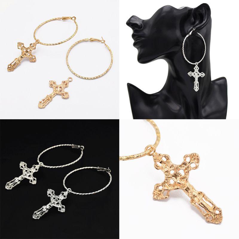 

Cross Earrings Pendant Dangle Ring Exquisite Fashion Vintage Women Jewelry Charms Party Punk Vintage Luxury Europe Lady Elegant