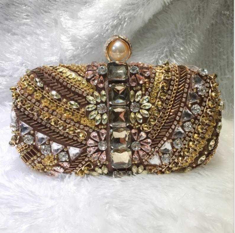 

ladies beaded Evening Bag female Handmade Clutch Bags girls Diamond Banquet handbag for party Antique Cheongsam Dress Bag1, Color same as pictur