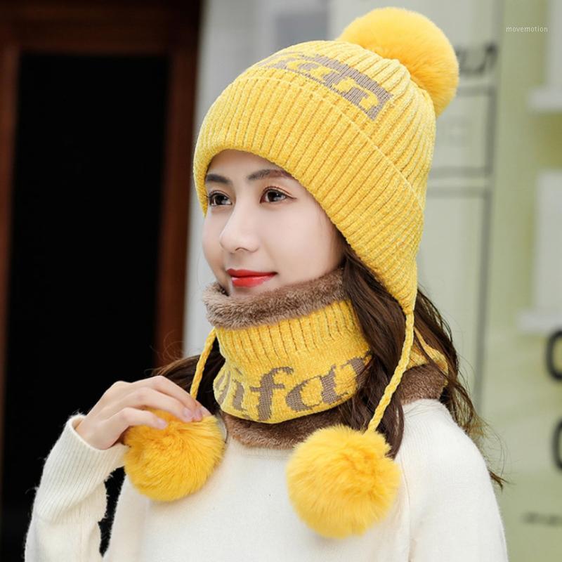 

New Unisex Cap Multi-function Autumn winter Wool Letter Print Warm Thickened Thermal Scarf And Hat skullies Hats Casual Travel1