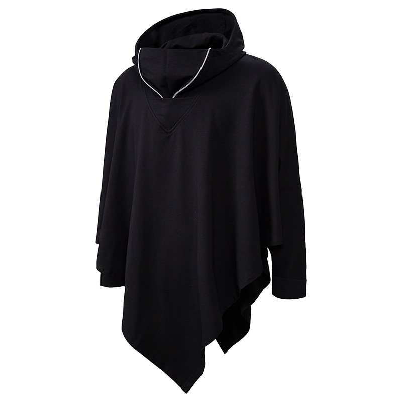 

Unisex Casual Hooded Poncho Cape Cloak Fashion Coat Hoodie Sweatshirt Men Hip Hop Streetwear Hoody Pullover for Male Sweat Homme 201113, Black