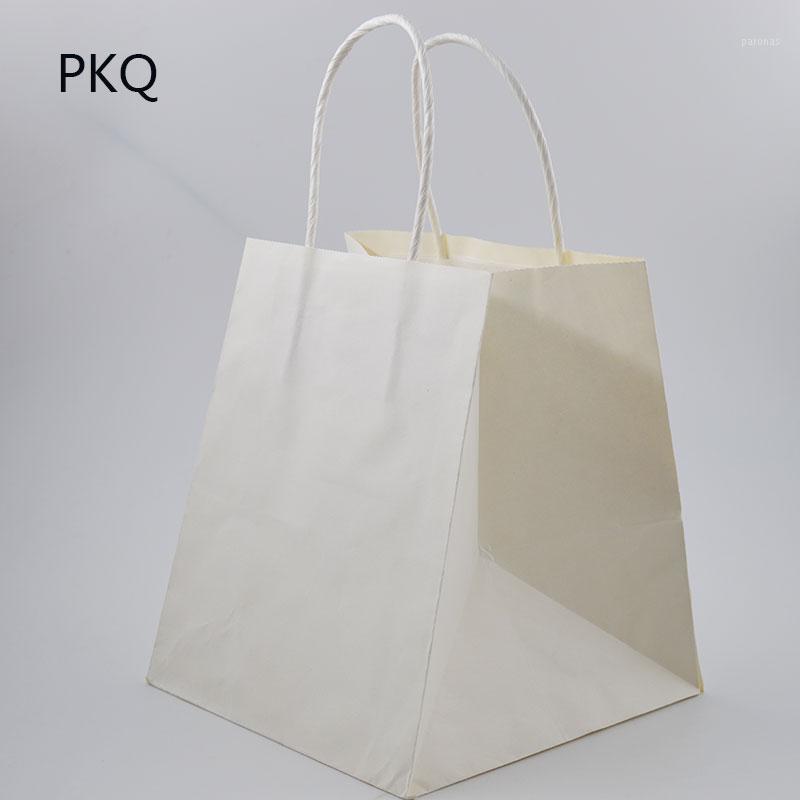 

Gift Wrap 30pcs White/Brown Kraft Paper Bag Small Bags With Handles Baking Cookie/Bread Packaging Takeaway 15x15x17cm1