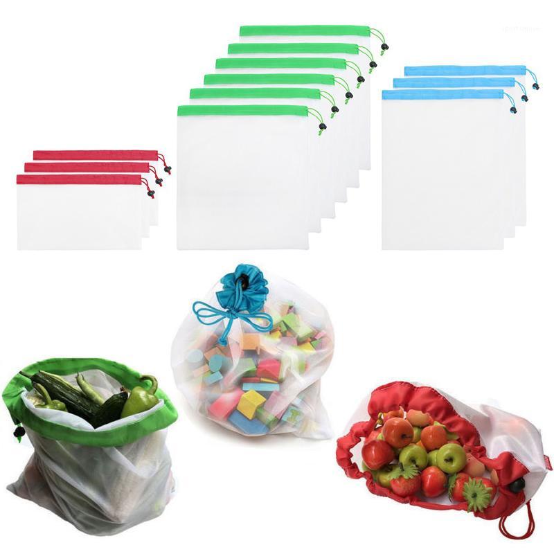 

5Pcs/Set Polyester Storage Bags Eco-friendly Reusable Bag Recycle Fruit Vegetables Bags String Storage Grocery Bag 8A07121