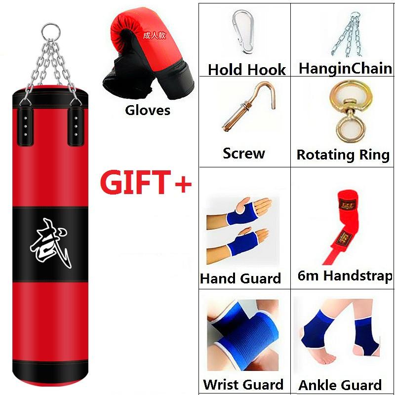 

60/80/100/120cm Empty Boxing Punching Bag with Glove Hanging Kick Sandbag Heavy Boxing Fight Muay Thai Karate Training Sand Bag