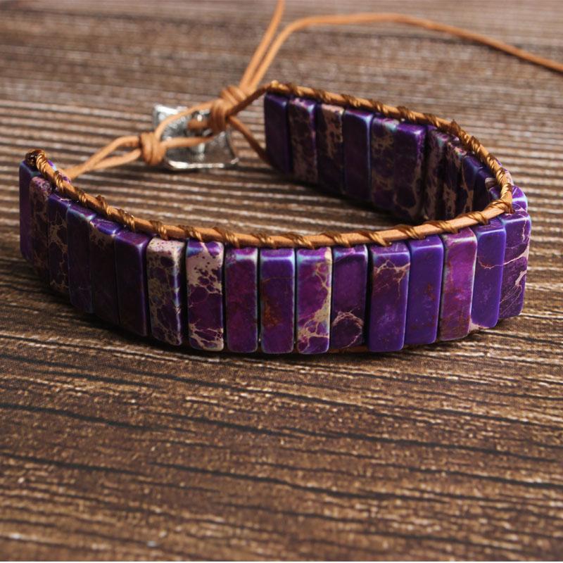 

LanLi natural Jewelry cuboid purple The emperor stone knit bracelet Men and women fashion Exquisite accessories and amulet