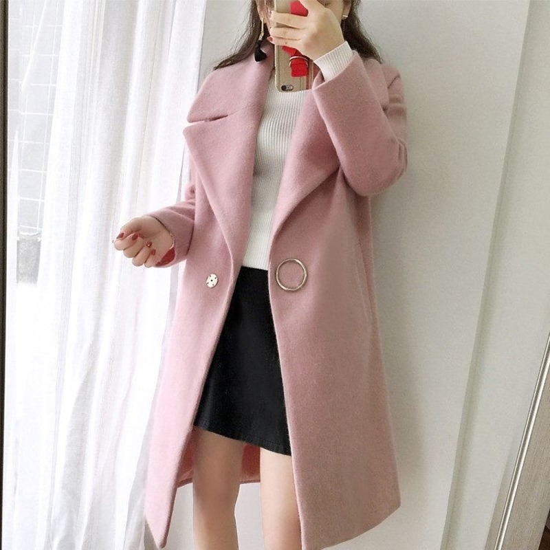 

XUXI Women White Wool Mixture Coat Woman Long Sleeve Winter Fashion Coat Delicate Wool Coat For Female Overcoat FZ796 201104, Picture color2