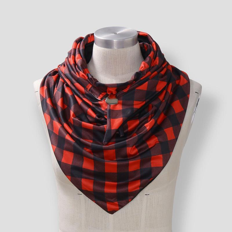 

Plaid Prints Scarf Women Stoles Bandana Tie-dye Double-layer Buckle Scarf Autumn Winter Warm Windproof Wraps Shawls