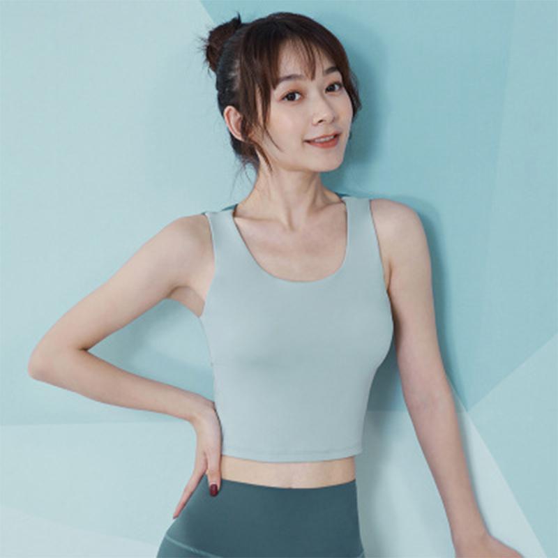 

2021 Sports Workout Yoga Bra Women Vest-type Shockproof Running Gym Bra Tops Cross Shoulder Strap Fitness Training Underwear, Blue