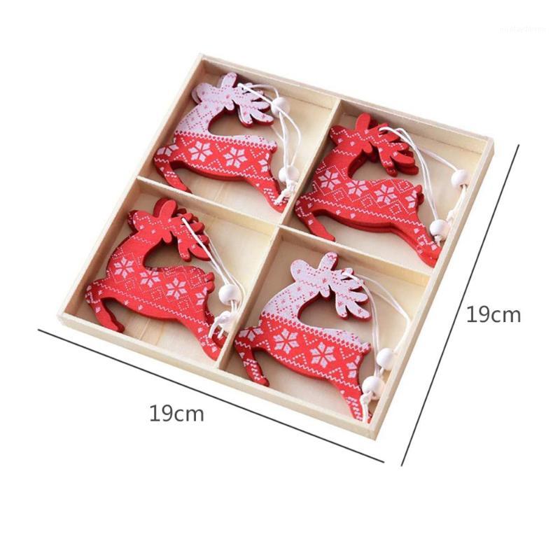 

8pcs Xmas Hanging Wooden Reindeer Ornaments, Christmas Tree Decorations, red and White, 8cm(3.15 inch)1