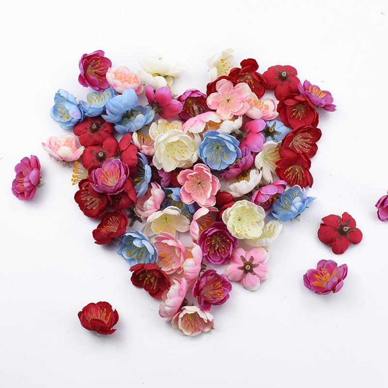 

30/50/100 Pieces Silk Plum blossom decorative flowers diy wedding gifts box christmas decorations for home artificial flowers, Mix