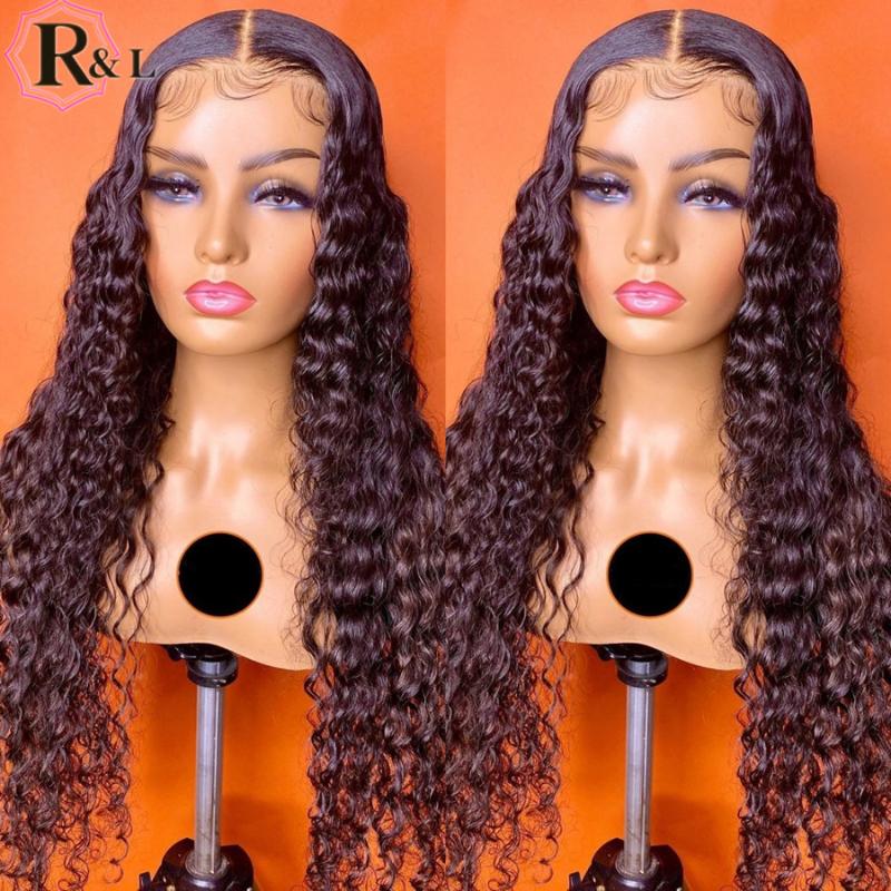 

RULINDA Brazilian Lace Front Human Hair Wigs Pre Plucked Curly T-part Remy Hair Lace Wigs 180% Density Middle Part, As pic