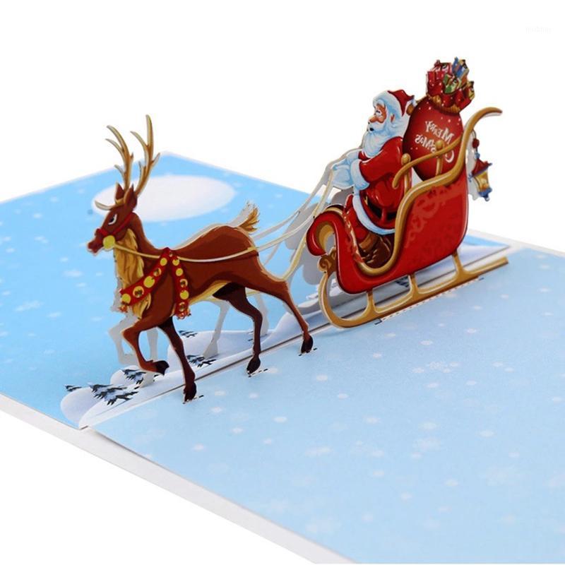 

3D Up Greeting Card Christmas Tree Christmas Elk Car Up Postcard New Year Xmas Kids DIY Handmade Gift1