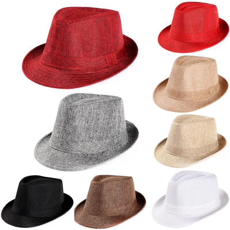 

Fashion Unisex trilby Cap Beach Sun Straw Hat Band Sunhat Women men Fedoras Apparel Accessories1, Beige