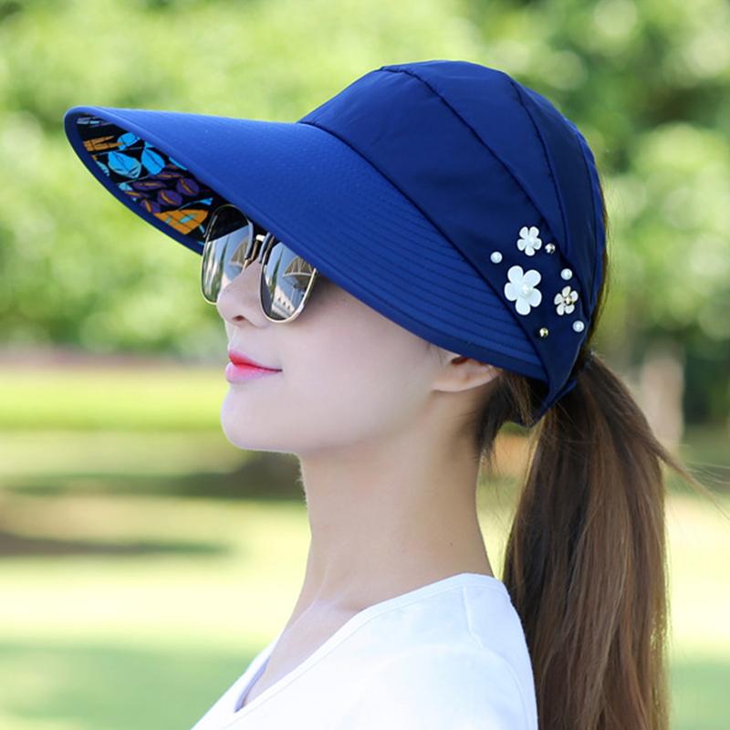 

Summer UV Protection Sun Hat Women Visors Portable Beach Hat Fishing Cap Casual Caps Foldable Travel Cap Wide Brim Hats Female, 04