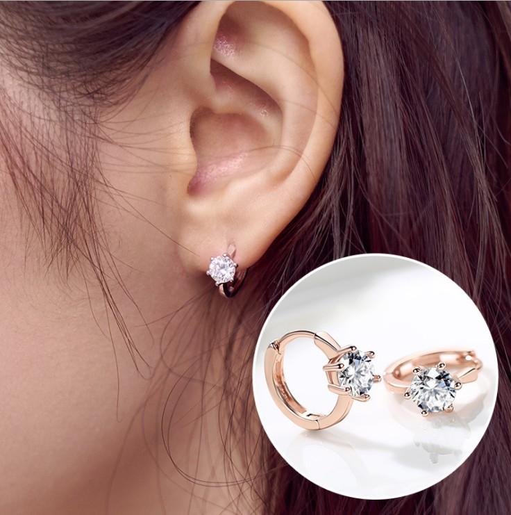 

Hoop & Huggie Elegant Zircon Earrings For Women Girls Luxury Diamond Classic Style Wedding Engagement Party Fashion Jewelry, Golden;silver