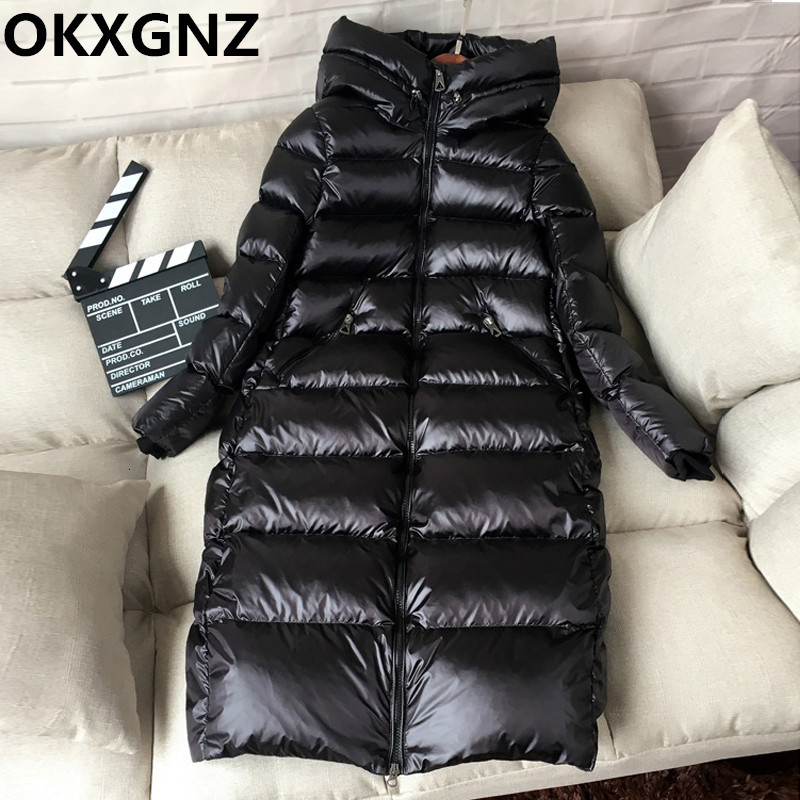 

2021 New 90% White Duck Down Thick Winter High Quality Female Hood Puffer Jacket Doudoune Femme M316 ZGWC, Black