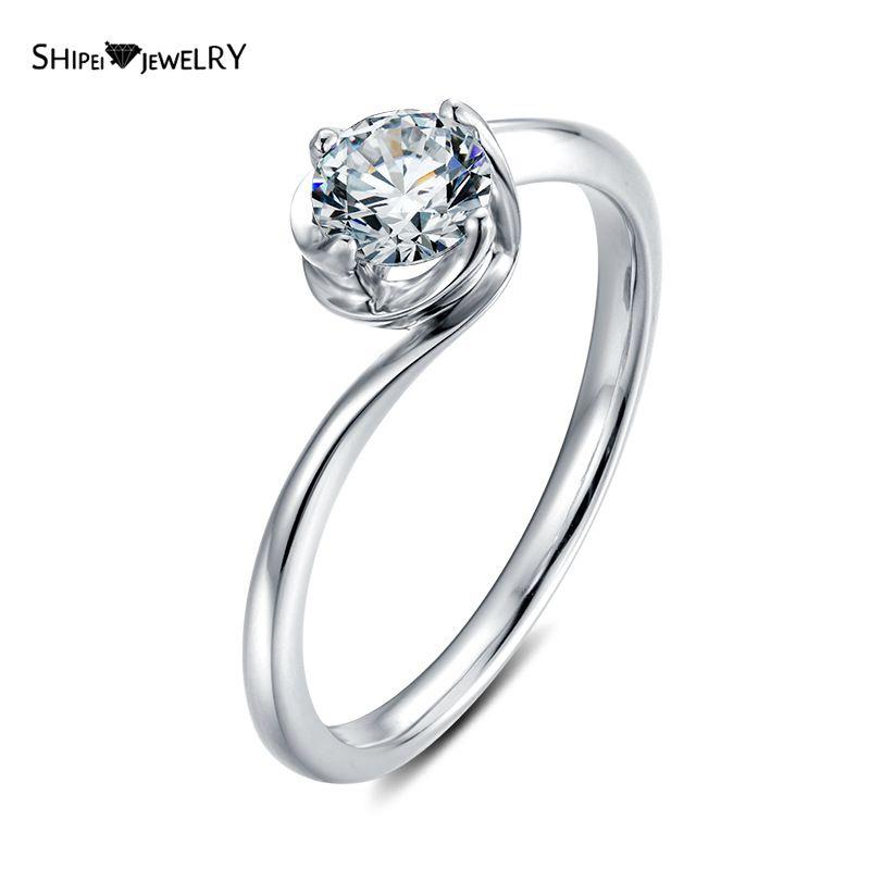 

Cluster Rings Shipei 100% 925 Sterling Silver Round Cut Real Moissanite Gemstone Wedding Engagement 0.5CT Classic Women Ring Fine Jewelry