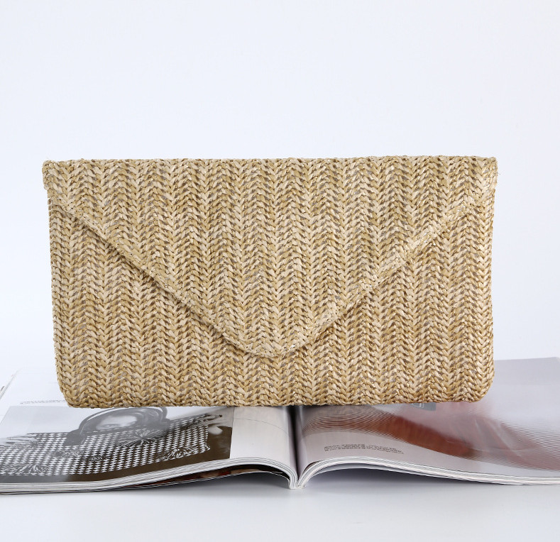 

Ladies grass weaving satchel party handbags handmade envelope bag 2022 women fashion bag boutique lady purse H0063