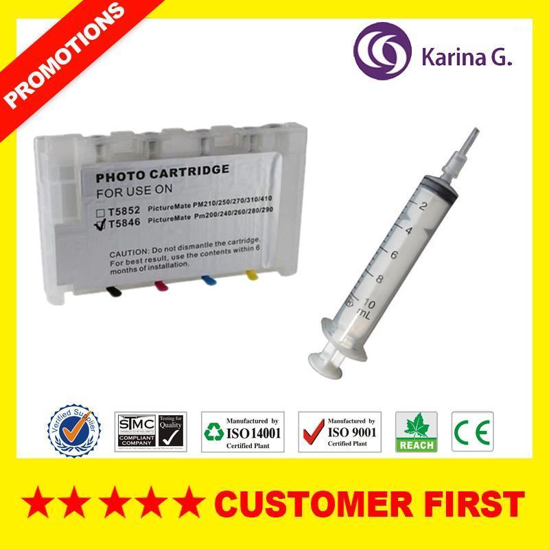 

Refillable For T5846 Ink Cartridge PictureMate 200 Pm240 Pm260 Pm280 Pm290 PM 225 Pm300 Printer With Auto Reset Chip1 Cartridges