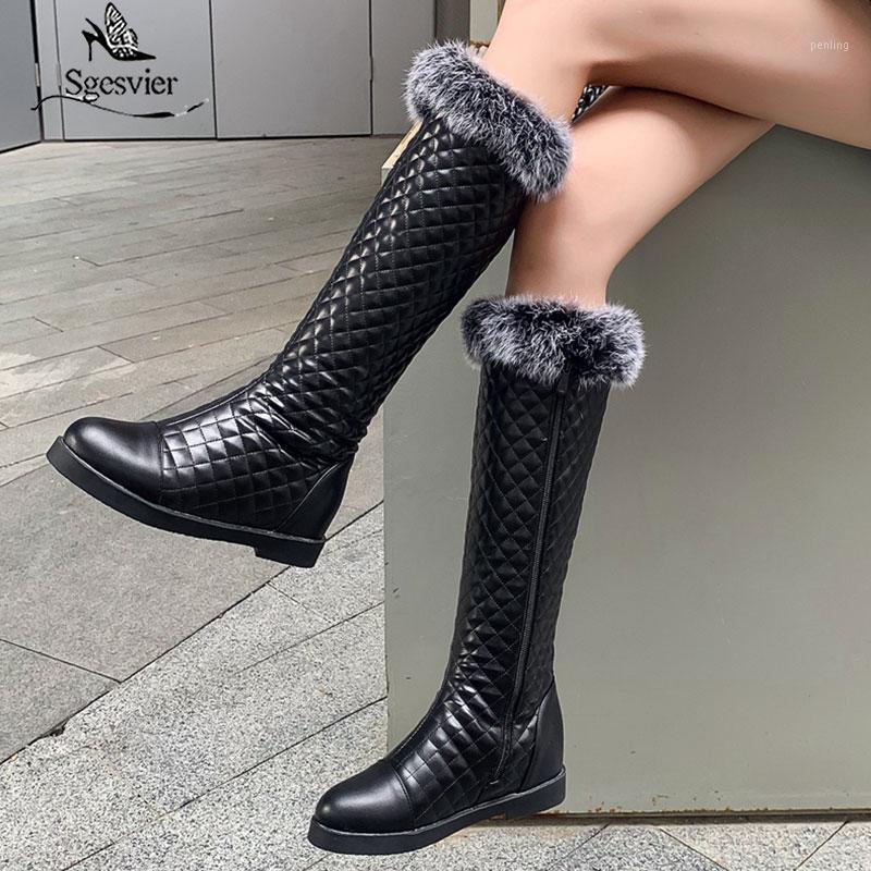 

Lsewilly New Fashion Large Size 32-43 Hot Sale Knee High Boots Woman Shoes Zip Up Add Fur Concise Shoes Women Boots Female1, Black