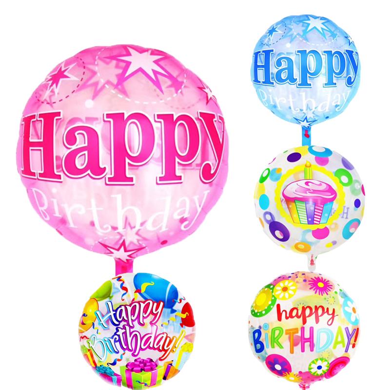 

18inch Round Foil Balloon 1PC Transparent Happy Birthday Inflatable Helium Balloons Birthday Party Decoration High Quality TOYS
