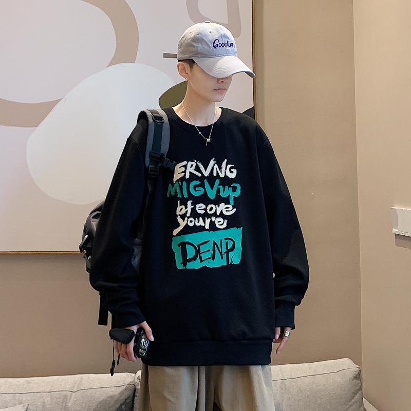 

Men's Hoodies & Sweatshirts Autumn Vintage O-neck Women Letter Printed Ulzzang Loose All-match Casual Fashion Oversize Korean Chic Stylish T, Black