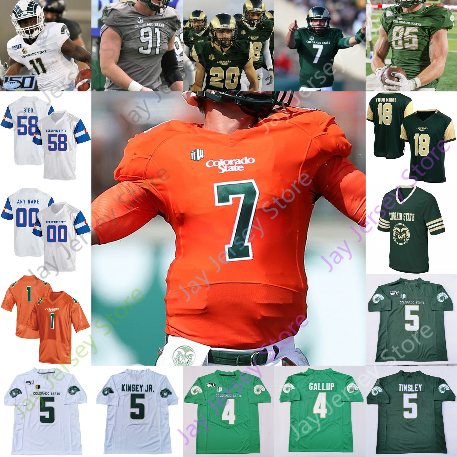 

Colorado State Football Jersey NCAA College Toby McBride Patrick O'Brien Marcus McElroy Jaylen Thomas Jamal Hicks Samuels Izzy Matthews, Green vii