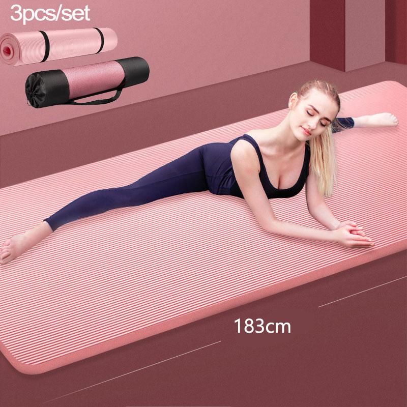 

183*61CM 10MM Yoga Mat NRB Non-slip Mats For Fitness Pilates Gym Exercise Pads Carpet Pad Esterilla Tapete Mat Yoga Pad XA127A, Red
