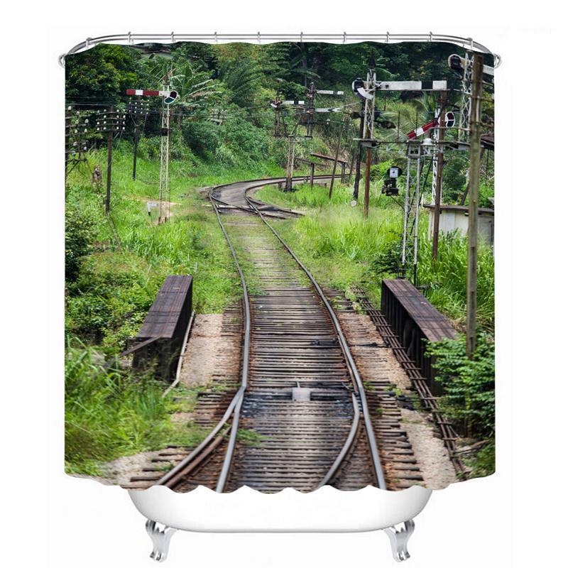 

3d Shower Curtains Rural Train Road landscape Pattern Waterproof Bathroom Curtain Thickened Fabrics Bath Curtains Customizable1
