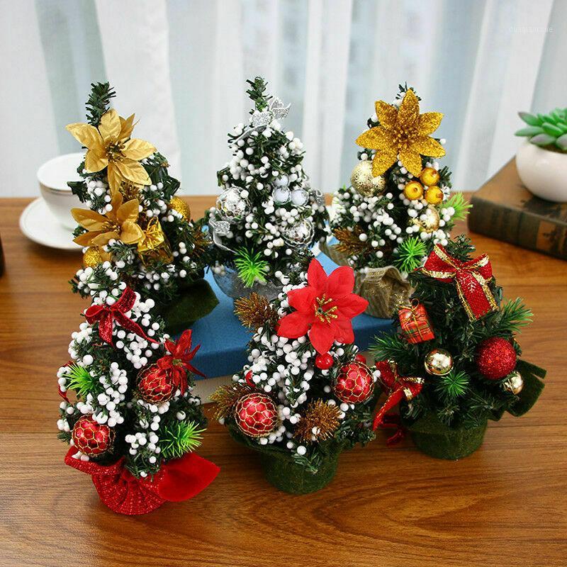 

Mini Christmas Tree With Wood Base DIY Crafts Home Table Top Decor Festive Ornaments Hot Sell1