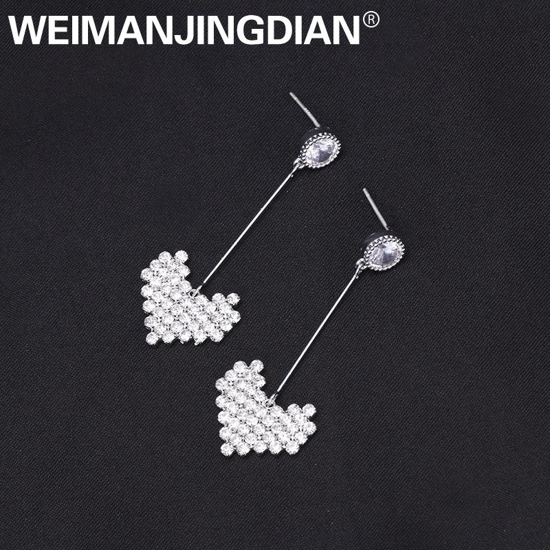 

WEIMANJINGDIAN New Arrival Cubic Zirconia CZ Crystal Pave Setting Heart DANGLE & CHANDELIER Earrings for Women or Girls