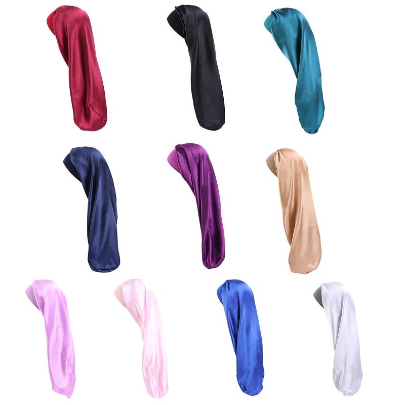 

Women Extra Large Satin Long Sleep Cap for Dreadlocks Curly Hair Bonnet Loose Night Sleeping Hat Elastic Band Headwrap, Bk