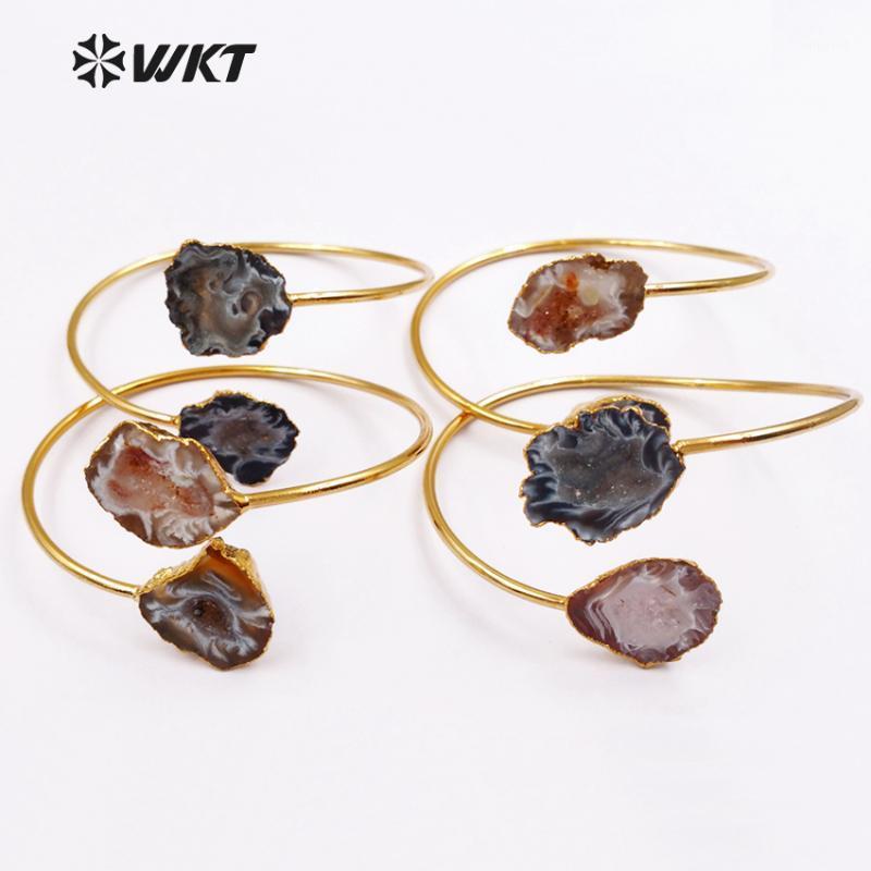 

Bangle WT-B391 Wholesale Natural Stone Plated With Gold Metal Double Classic Style Fashion Jewelry1