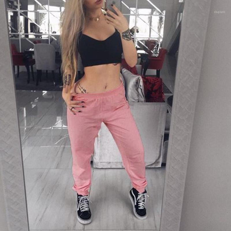 

2020 Fashion Women Joggers Sweatpants Sexy High Waist Solid Street Hip Hop Running Sports Casual Pants Ankle-Tied Harem Trousers1, Green