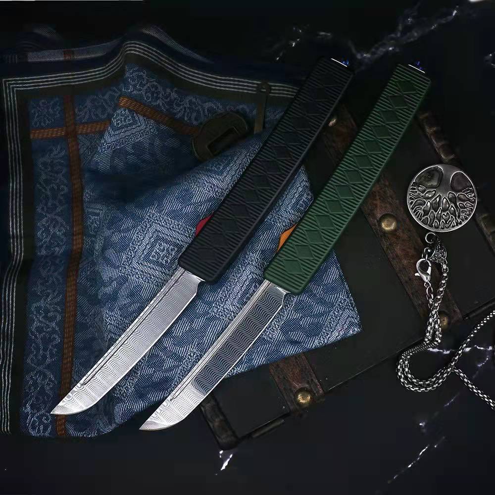 

New 2022 Katana AUTO Knives 3.54inch Damascus Steel Blade T6-6063 Aircraft Aluminum Handle Outdoor camping tools Outdoor survival tactics knife