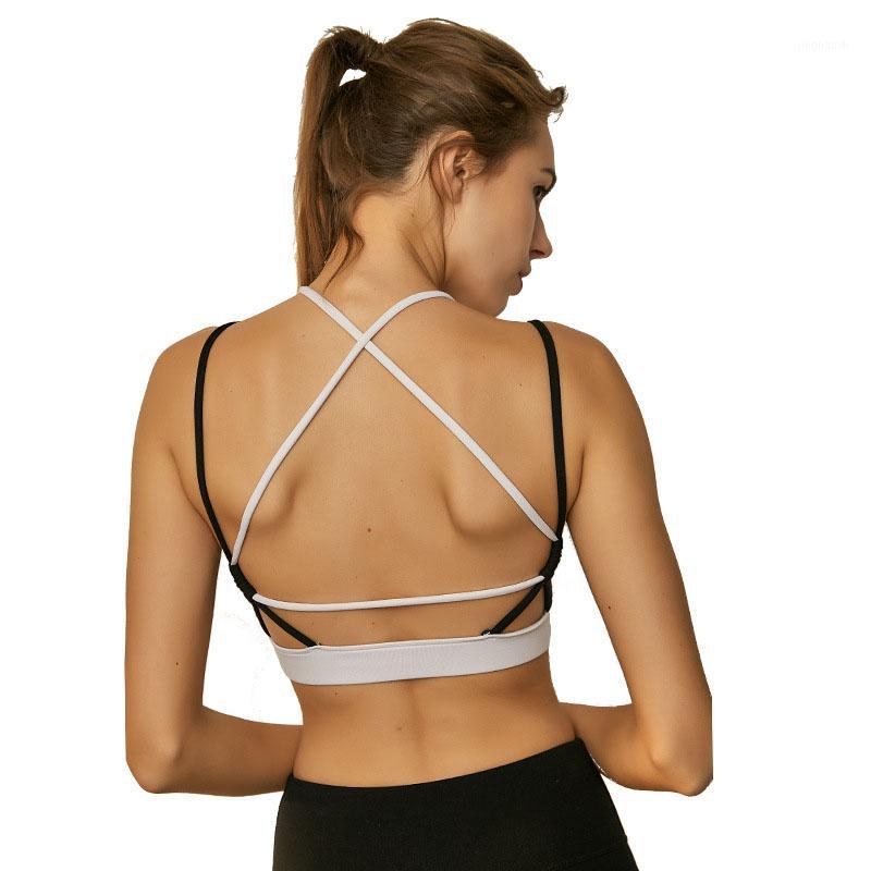 

Breathable Running Crop Top Sexy Backless Sport Bra Top Brassiere Sport Woman Fitness Cross Criss Yoga Bra1, Black