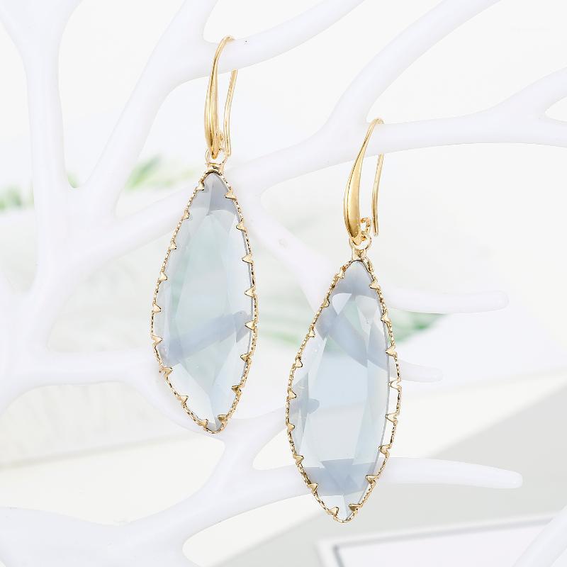 

1Pair Korea Transparent Clear Rhinestone Crystal Earrings For Women Wedding Jewelry European Geometric Drop Dangle Earings E3371