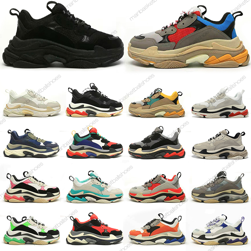 

2022 2022 triple s casual shoes designer men women platform sneakers Black White Beige Dark Grey Orange Khaki Rust Pink Bred Mint Green mens trainers, 12