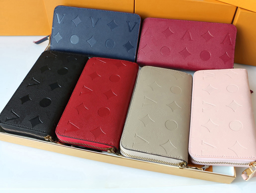 

Fashion top quality women purse cards luxury leather designer famous brand long chain letter pattern with boxes size 19-10-2cm m60546 664134