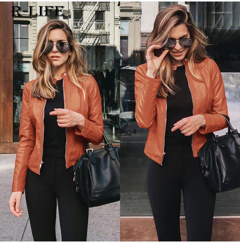 

Women' Leather Jackets Autumn 2020 Short Coat Solid Color Slim Fit PU Leather Jacket Motorcycle Streetwear Soft Jacket Female1, Color 1