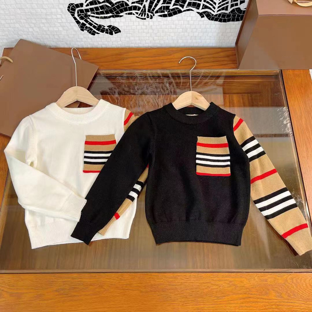 

Designer clothes boys pullover knit sweater high-end children's autumn clothing kid's striped cardigan sweater, White